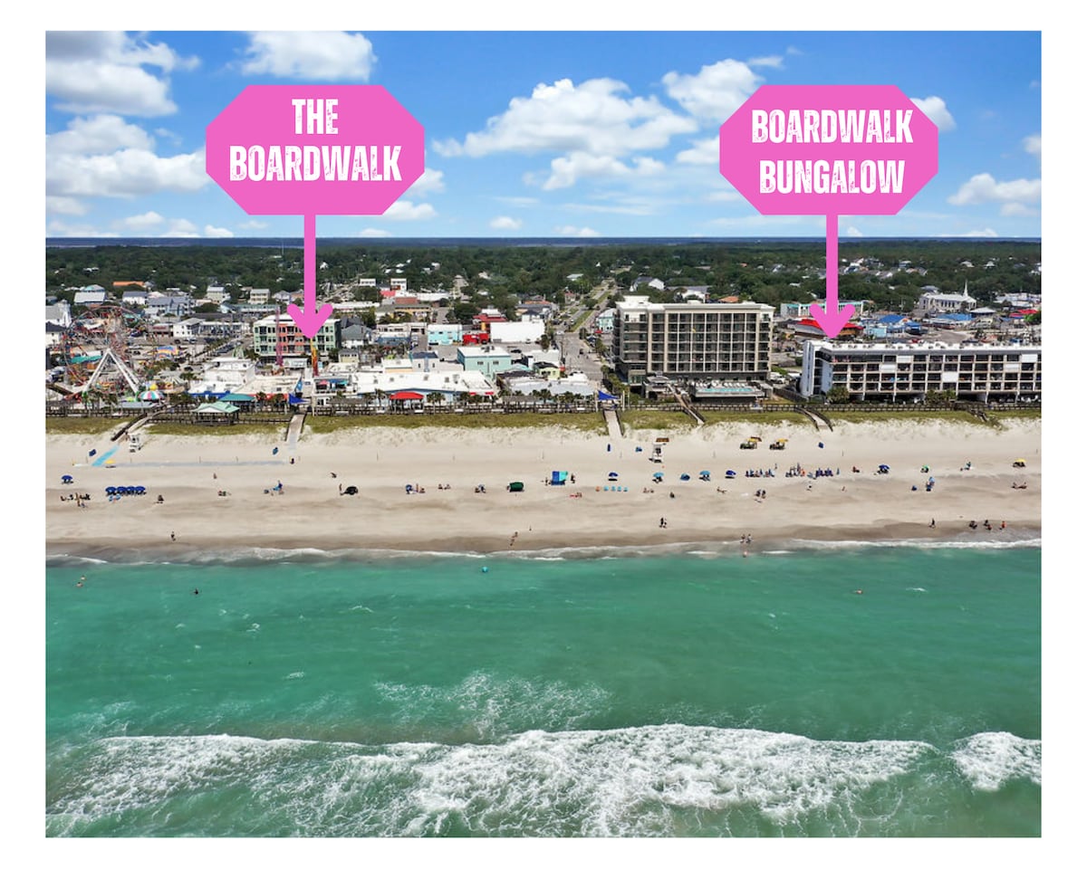 boardwalk bungalow location from ocean side aerial photo